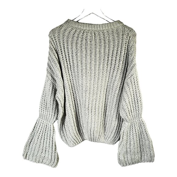 Moon & Madison Knit Sweater Grey & Metallic Silver Cardigan Size M - Picture 1 of 10